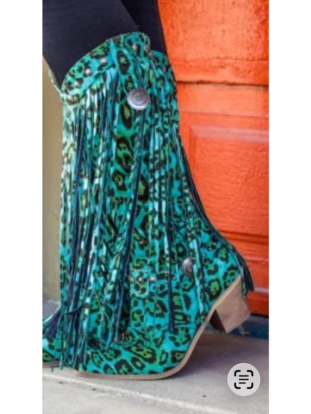 Women's Turquoise Leopard Print Fringe boots